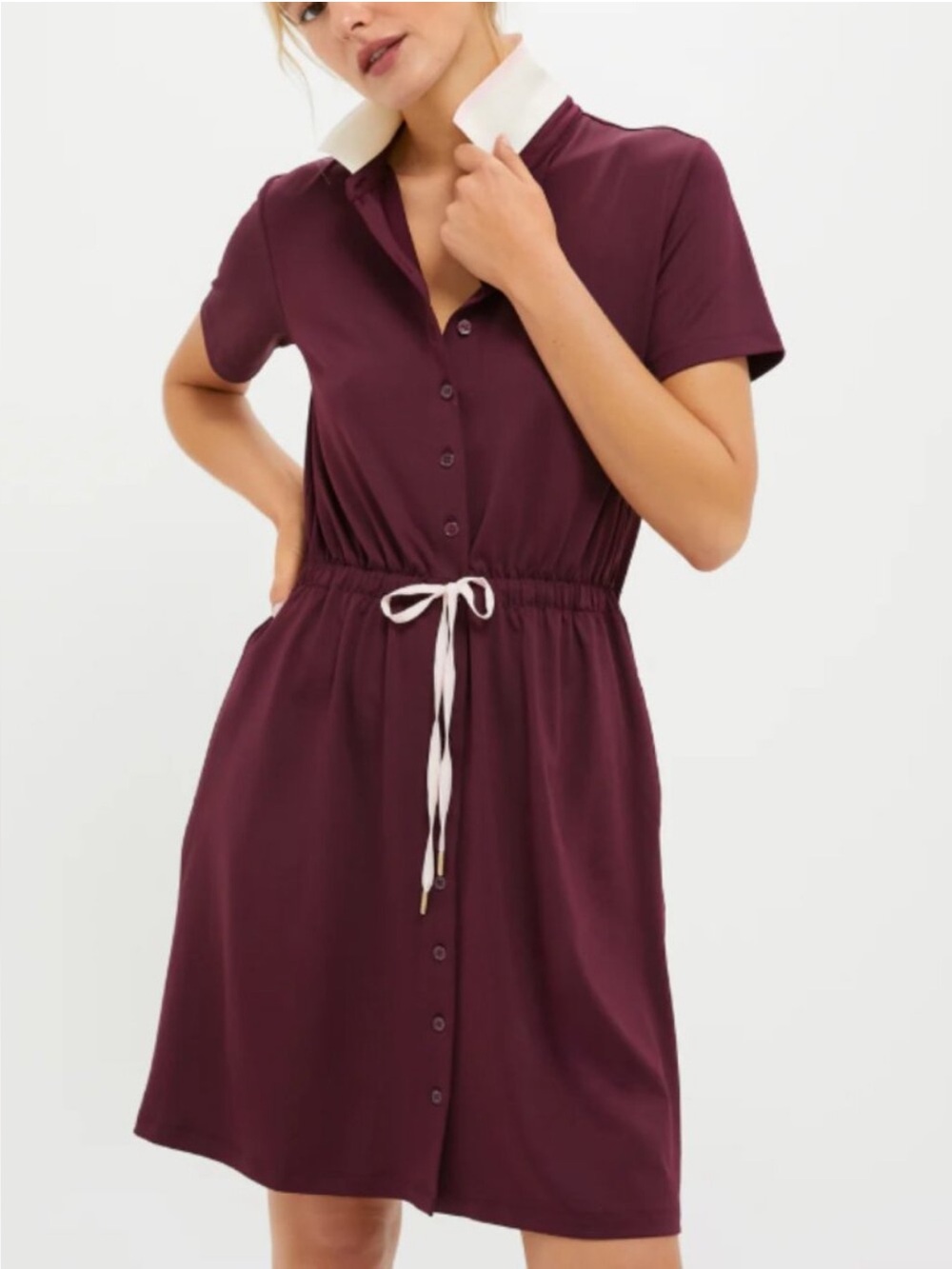 NWT Tuckernuck Short Sleeve Performance Jersey Alcott Dress, Size S, Winetasting